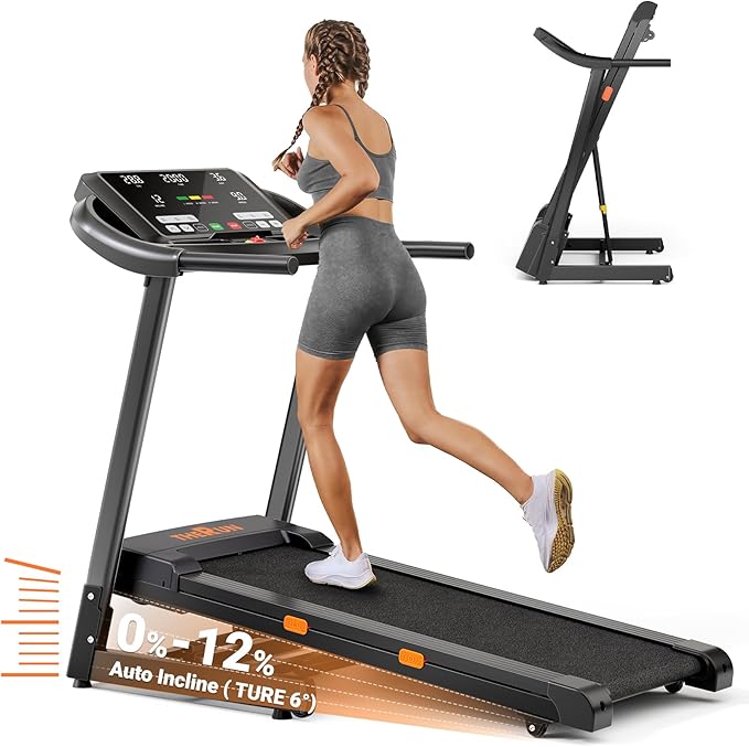 THERUN Incline Treadmill for Running and Walking, 300 lbs Weight Capacity, Wide Belt, 3.0 HP, 18" LED Screen, 2 Layers Shock-Absorbing