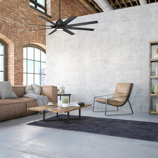 WAC Smart Fans Mocha XL Indoor and Outdoor 8-Blade Smart Home Ceiling Fan 66in Matte Black with 3000K LED Light Kit and Remote Control works with Alexa and iOS or Android App